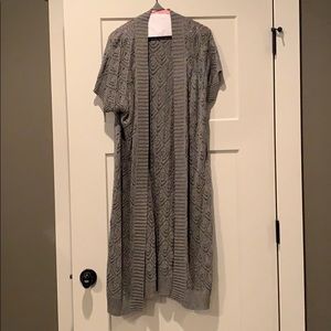 Long Gray cardigan with tie